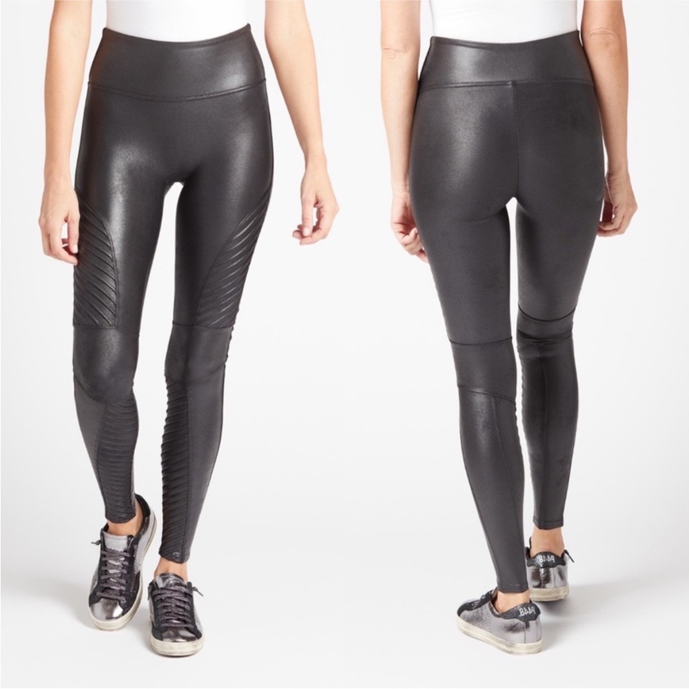 Spanx Faux Leather Moto Black Legging Women’s‎ Sz Small NEW